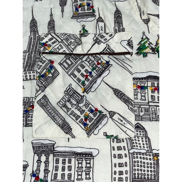 Aerie Holiday City Boyfriend Flannel Pajama Top Button Up Sleepwear, Size Large - Picture 8 of 11